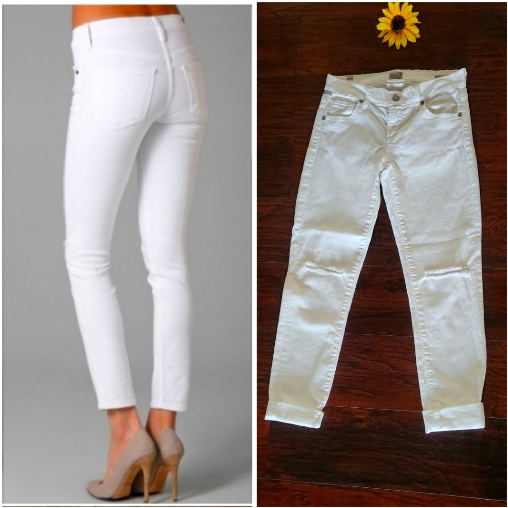 CITIZENS OF HUMANITY WHITE PHANTON CROPPED SKINNY JEANS ♠️🤍♠️🤍